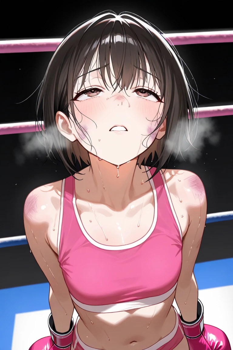 Best quality, pink sports bra、pink boxing gloves、boxing ring - SeaArt AI