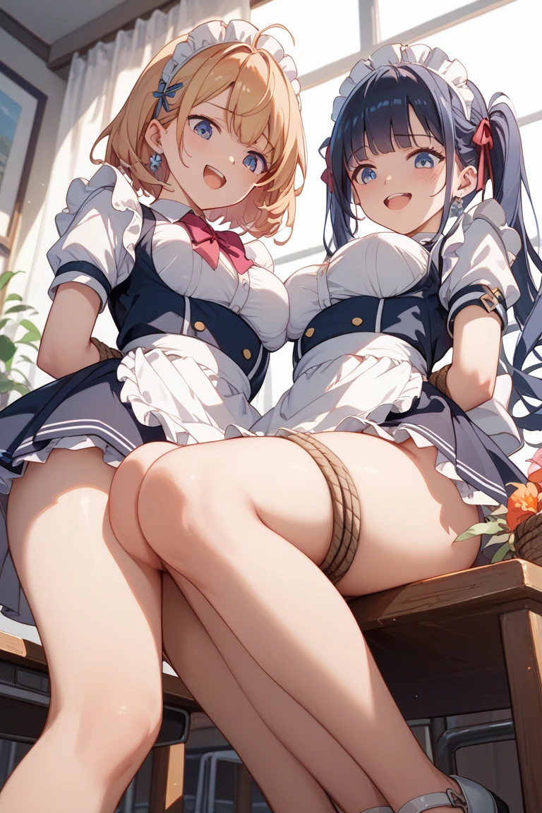 Browsing Caution, masterpiece, Highest quality, Very detailed, Ultra-fine illustrations, 8k CG wallpaper, Great art, (Rin with glasses々A beautiful woman:1.4), Perfect Anatomy, (Pussy juice:1.2)), ((mini skirt,Maid uniform, Transparent clothes, Apron skirt)), (White horizontal lace panties:1.3), (Pink stylish lace panties:1.3), (Stylish lace panties in light blue:1.3)), (Embarrassed expression, blush:1.2), Beautiful big boobs, Slender body, (Lifting her skirt to show her panties:1.5), ((Anime CG Style)), garter belt, ((White lace short chest curtain,Underbust)), ((bare Maid uniform)),((underboob))