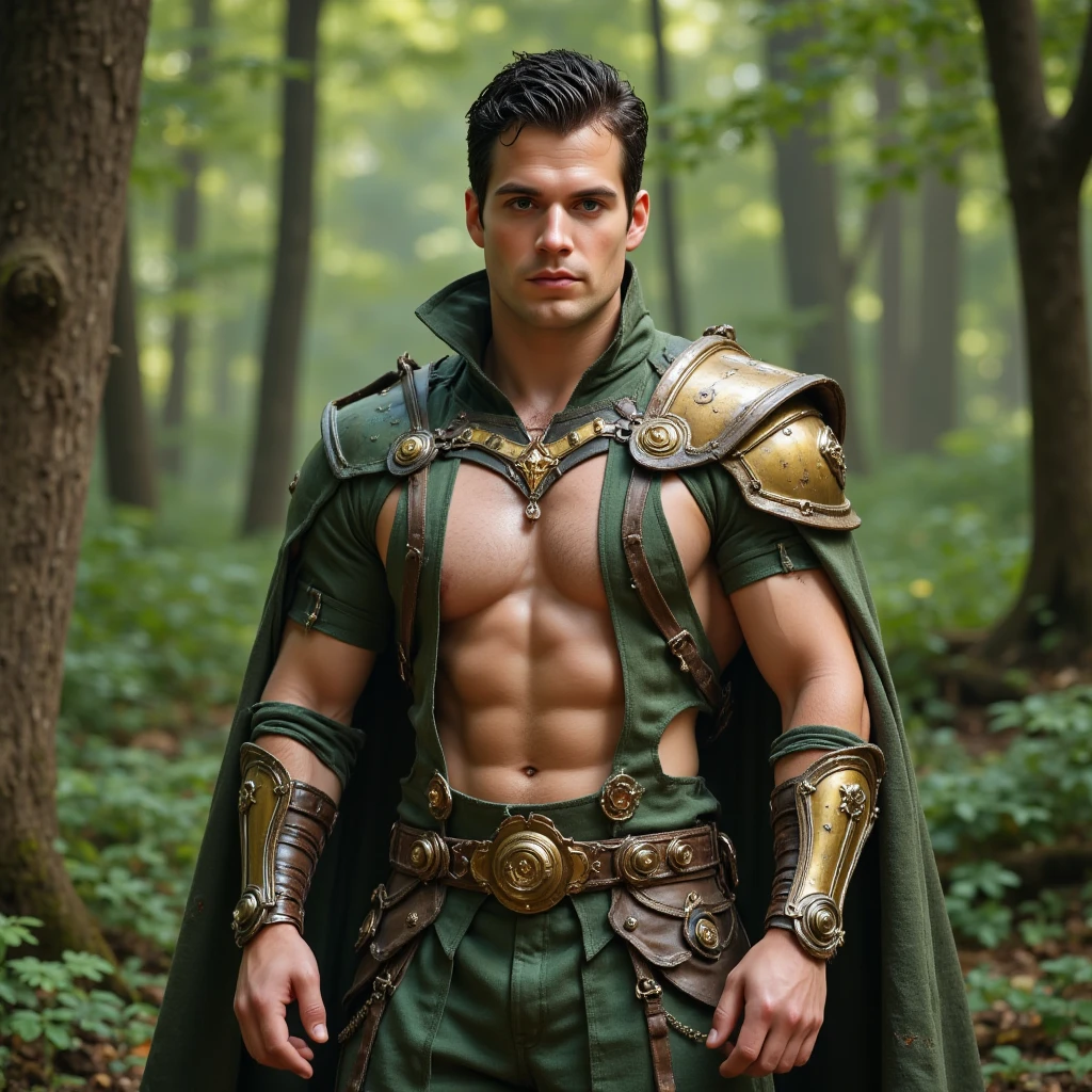 Male elf, handsome,asian, short hair, cute, pointed ears, wood elf, bowman, pull the bow, pull the bow, shooting bow, action pose, arrows, quiver, leather belt, chest guard, arm guard, shirtless, boots, full body,(Absurdres, intricate details, masterpiece, best quality, high resolution, 8k),(18 year old boy ,(pleased, pleasure face , blush, horny smirk, forest background, big bulge, nsfw, see through