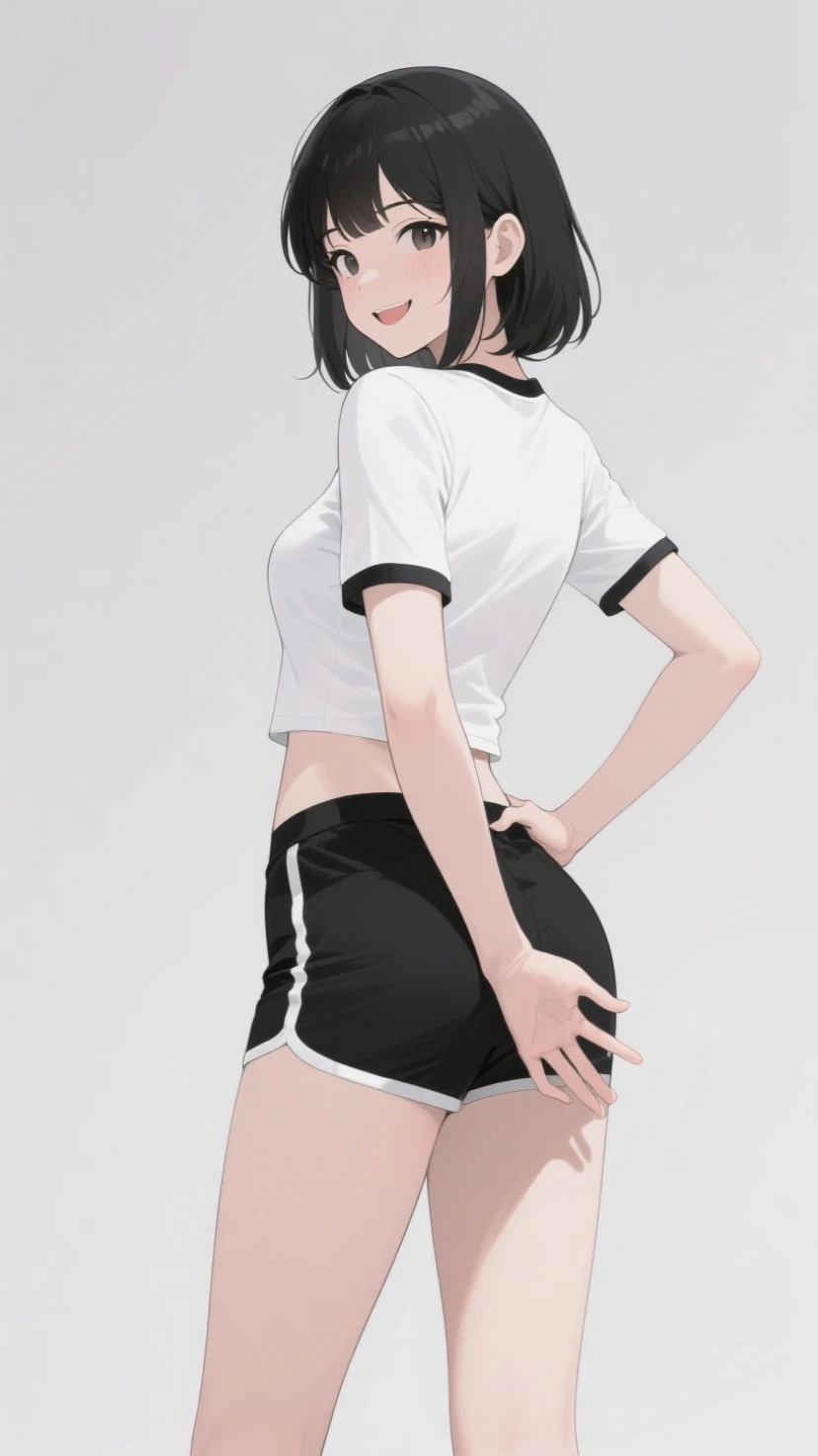 ((masterpiece, best quality)),((highres:1.2)), 1 Girl, solo, Blurred Background, (((Small breasts))), Thighs, (Stripe underwear), red bull T-Shirts, nipple, short hair