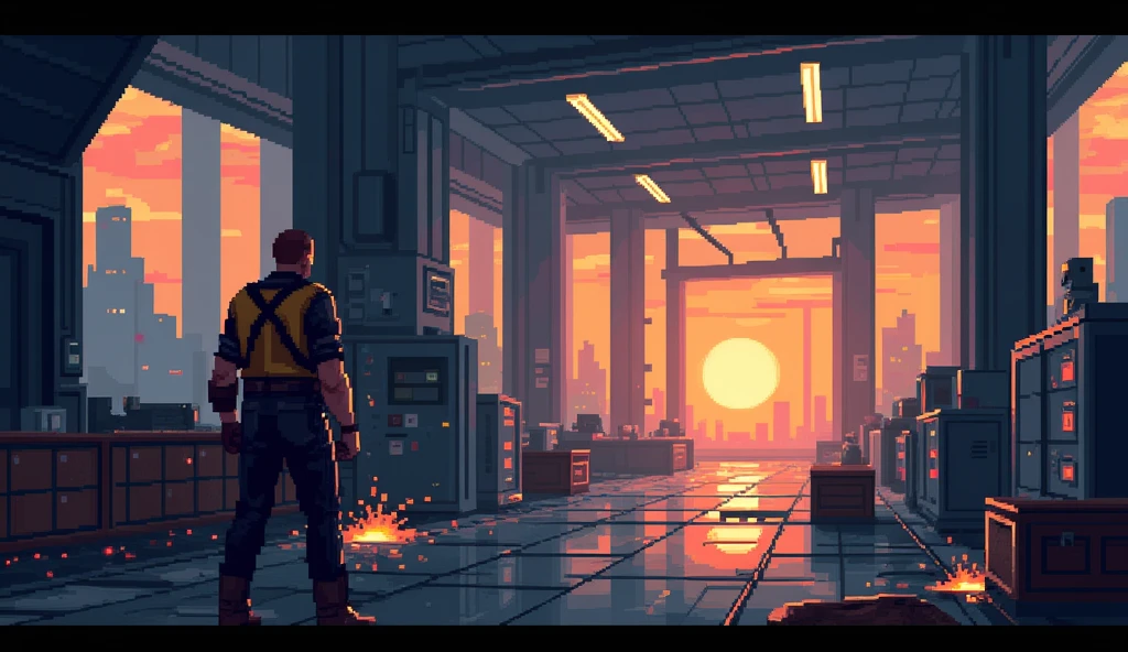 30 years old, male, ponytail, full beard, dark brown hair, sitting on top of a building, smile on face, open vest, blue clothes, bare hairy chest, neoprene pants, neon details, worked body, cyberpunk city background, starry sky, night, (Best Quality, 4k, 8k, high resolution, Masterpiece: 1.2), ultra detailed, Male portrait, very detailed face, detailed facial features, muscular build, spectacular lighting