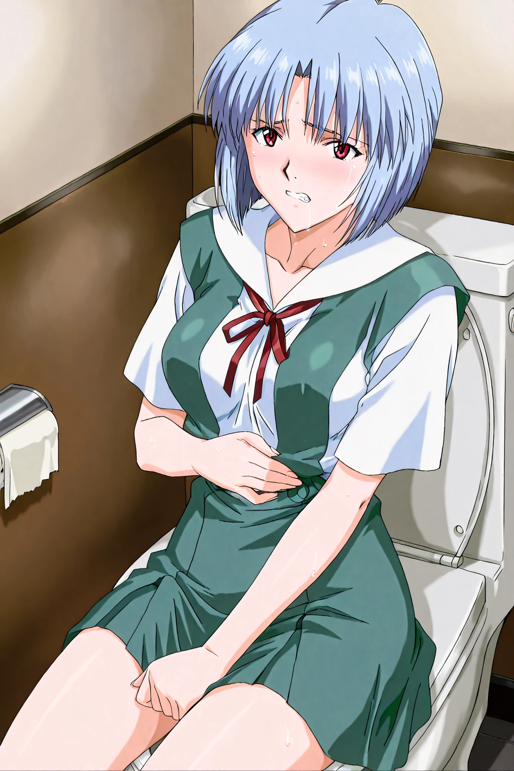 2 nurses、Lesbian Yuri、big eye、Smaller head、disheveled blue hair、Desperate look、Saliva、Tongue out、Examination room、the kiss、modest chest、独奏、underwear is soaking wet、Touching the crotch、お漏らし、Tears、