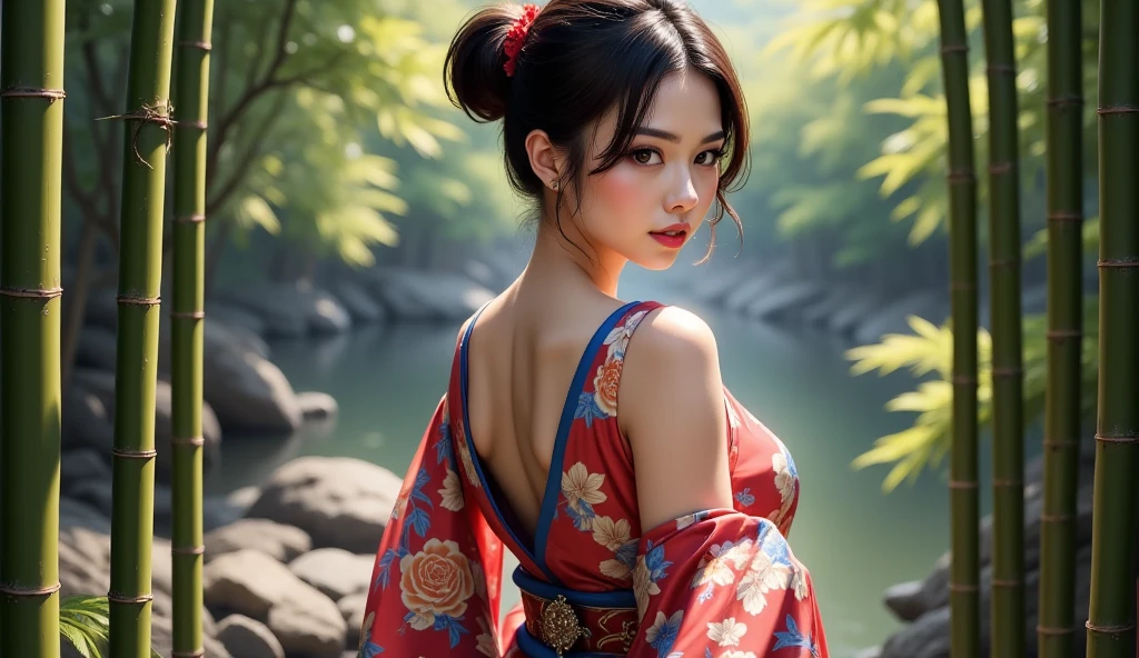 (A beautiful girl dancing in a twelve-layered kimono:1.8), (Baby Face:1.2), (sad:1.5), (Hands on chest:1.3), (Open your mouth:1.3), (Highest quality:1.4), (Highly detailed and realistic skin:1.3), (Very detailedな髪と顔), (Look up:1.5), (Large waning moon in the background:1.3), Very detailed, (Flat Chest:1.3), (Skinny body type:1.3), (Off the shoulder:1.3), (Face close-up:1.3), Lake at night, (The moon reflects on the lake:1.5), Smooth, Very detailed CG synthesis 8k wallpaper, High-resolution RAW color photos, Professional photography, Light, BackLight, dream-like, impressive, Written boundary depth