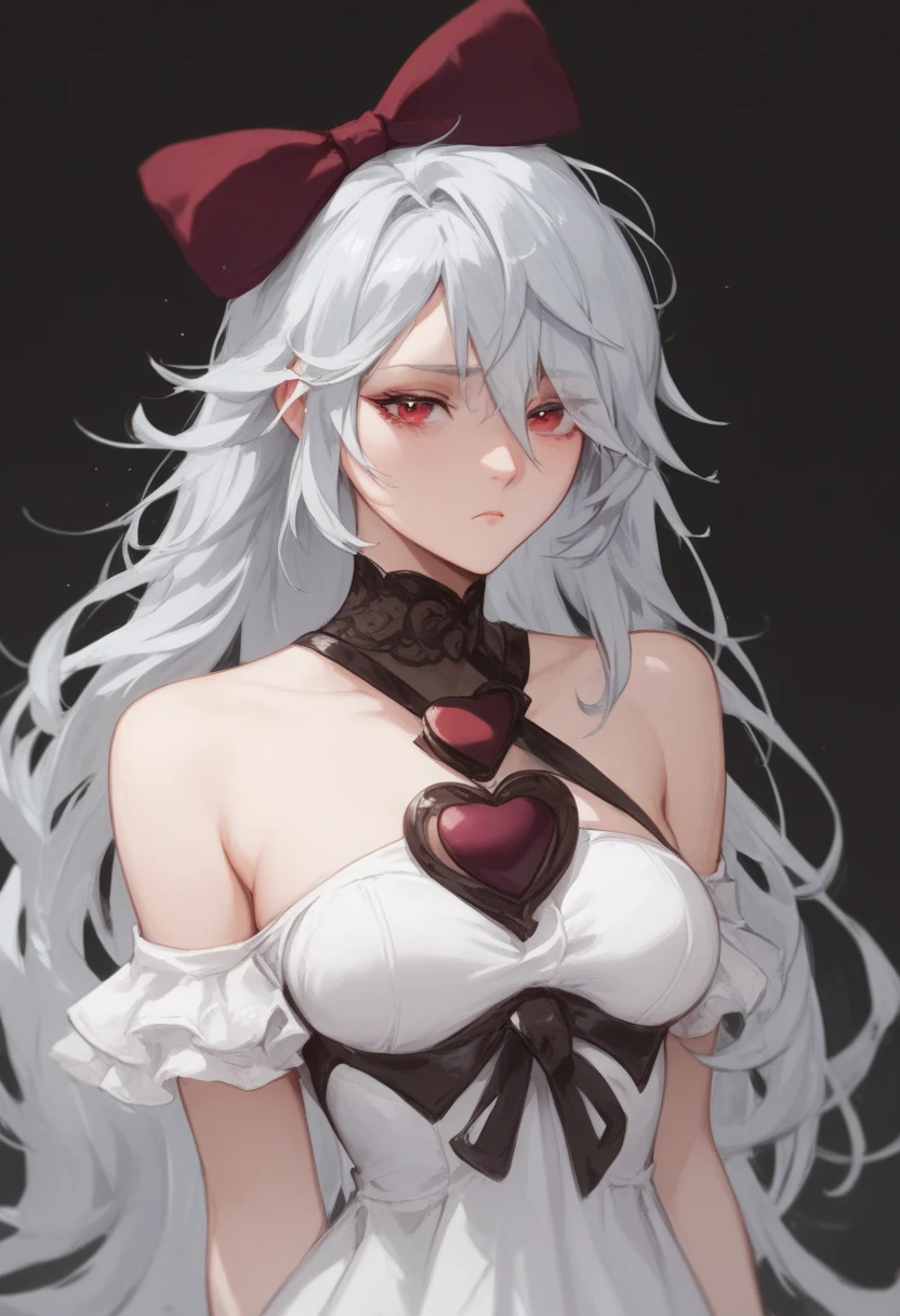 animated, animification, full body, Girls' Front, neat figure, Beautiful detailed girl, teenage girl, long hair blown up, asymmetrical bangs, twintails, grey hair, extremely beautiful detailed anime face and eyes, beautiful detailed cold face, complex details beautiful and delicate eyes, beautiful and detailed claw, medium chest circumference, Bare navel, two legs, deep red eyes, blue skin, red bow, neck ribbon, revealing dress, cross-laced footwear, black footwear, overexplosure, crop top, black Clothes, white background, white background, extremely detailed, wallpaper 8k CG, wallpaper,corruption,de-evilize