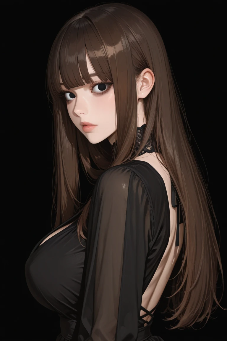 Graceful figure and smooth hair,Beautiful girl with long hair and bright eyes