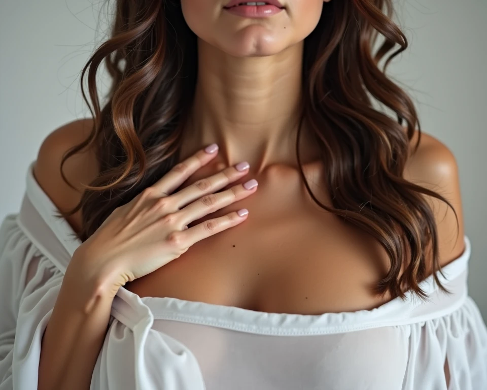 Show me mammary gland of women remove her hands from the boops make her lips red