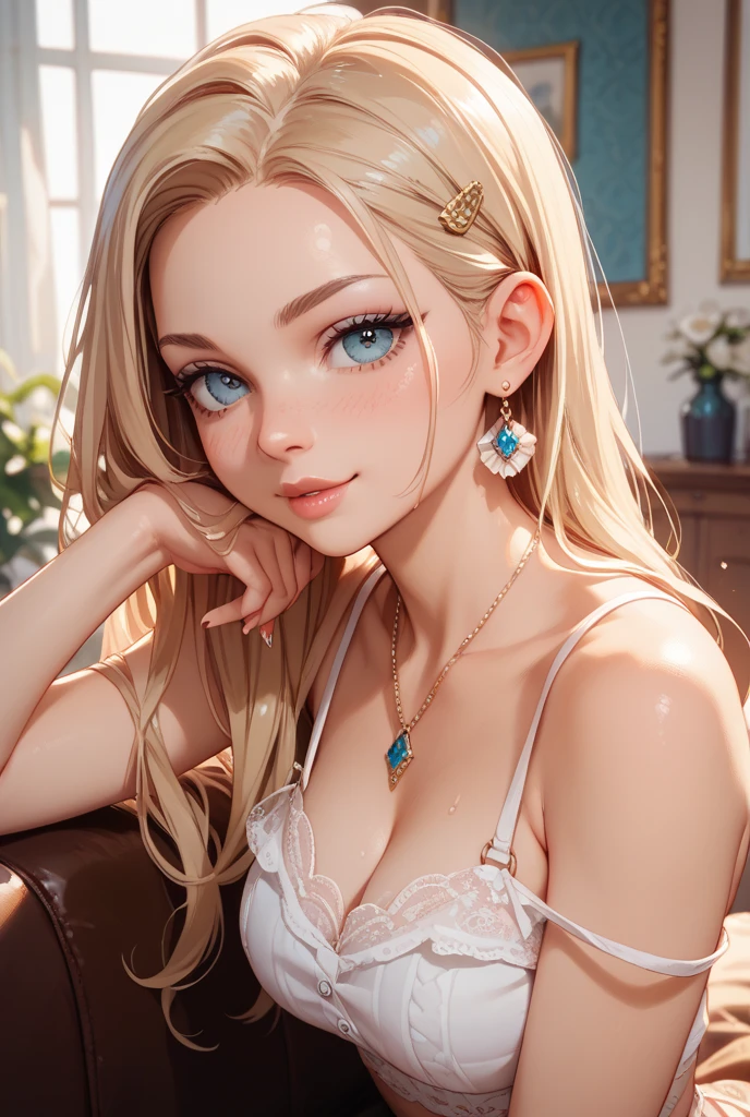 photographrealistic,(ung beautiful Russian girl, laying on a bed in a sexy pose),(Wearing sexy lingerie:1.2),(Distant gaze:1.2),full accesories,Necklace,Slim waist,soft makup, Instagram (Photorealistic, High resolution:1.2), Looking at Viewer , (Cute face:1.15) (8K, Raw photo, Best Quality, masutepiece:1.2), (Realistic, Photorealsitic:1.17),(Sharp Focus:1.2), Professional Lighting, Photon mapping, Radio City, Physically-based rendering, (pale skin:1.2),(medium breasts:1.2), Blue eyes, (Blonde colored hair:1.2), Realistic, (masutepiece:1.25),(Best Quality:1.25),(Shiny skin),(Red lips, halo makeup:1.15),(skinny,Shy :1.2), (Sunset light:1.15),