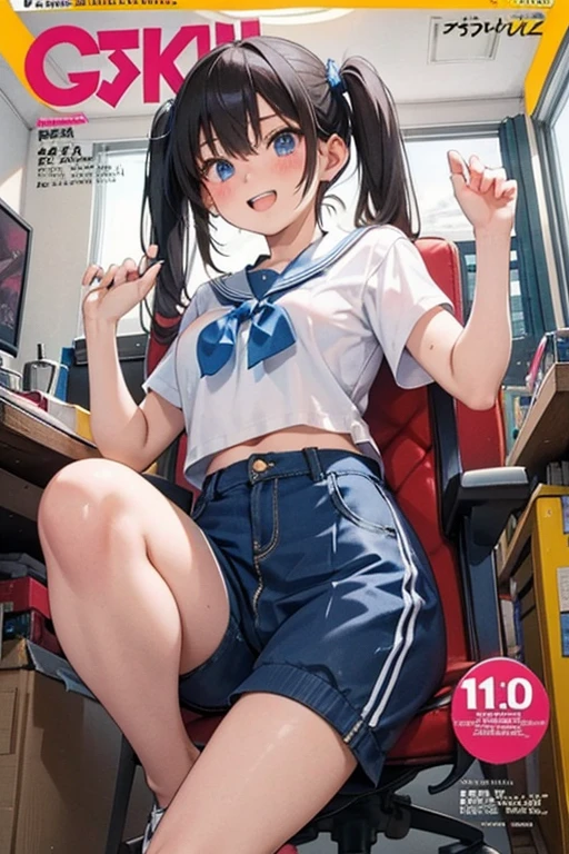 (Full Body Shot)、Open-mouthed navy blue see-through school swimsuit School classroom Black gal(Dark Skin:1.2)、(correction:1.1)、(short、small、small:1.2)、Angle from below、woman((Show off your pants))、tights、(Glasses)、jump and spread your legs、, Striped panties,