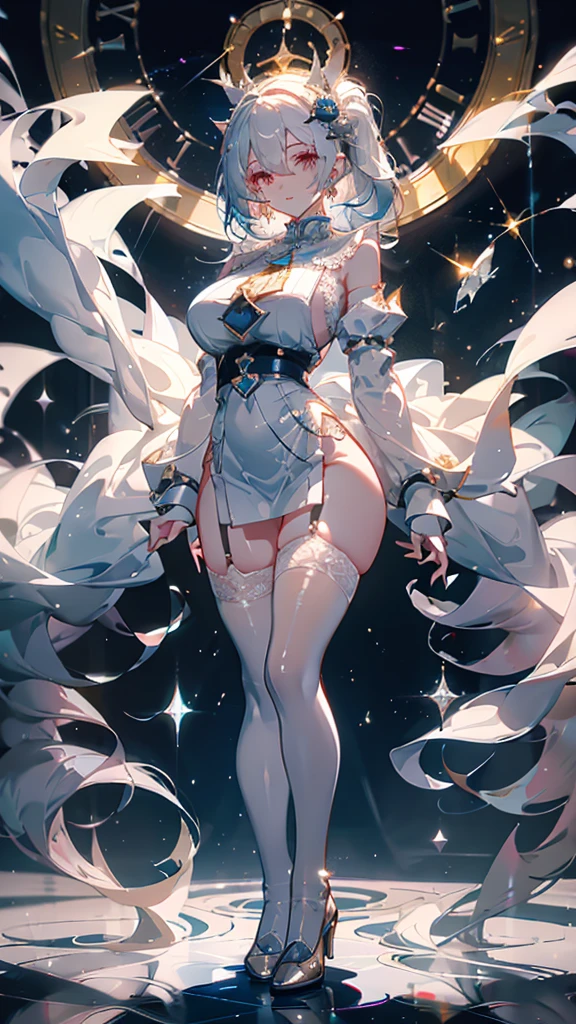 Ultra-high resolution, 8k,high quality,Ahri、(((Ultra-short stature,Gargari body,Slender,Cute hairstyle))),(Landscape angle,Cunning Hand),(iridescent light,soft shadow,Anime Painting,thin line drawing),One Little Woman,(((Big Breasts))),