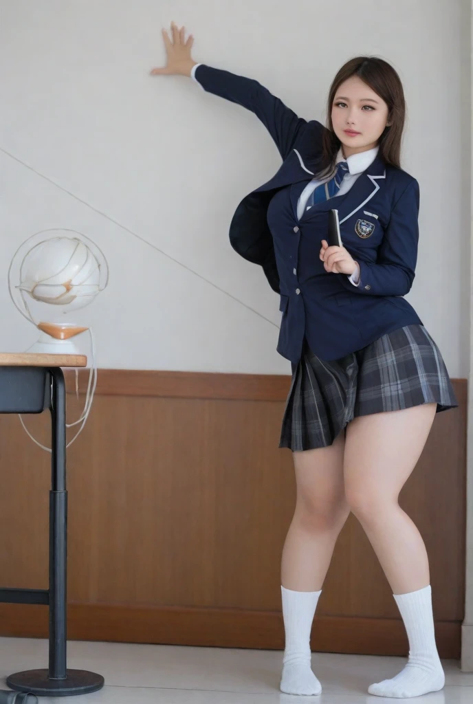 beautiful and delicate girl, very detailed eyes and face, beautiful detailed eyes, huge file size, very detailed, high resolution, very detailed, best quality, masterpiece, (((school classroom)), (((simple blazer))), (((pleated skirt))), (((The skirt and tie pattern is a check pattern..:1.3))), very detailed, CG, 8K wallpapers, amazing, fine details, masterpiece, ((best quality)), very detailed CG uniform 8K wallpapers, my face shines, cinematic lighting, 1 woman, 16 years old, (((dynamic pose))), (camel toe), (half), ((pantyhose)), ((Sit with your knees bent and your legs crossed)), ((whole body)), (((Lift up your skirt and expose your panties....:1.8))),