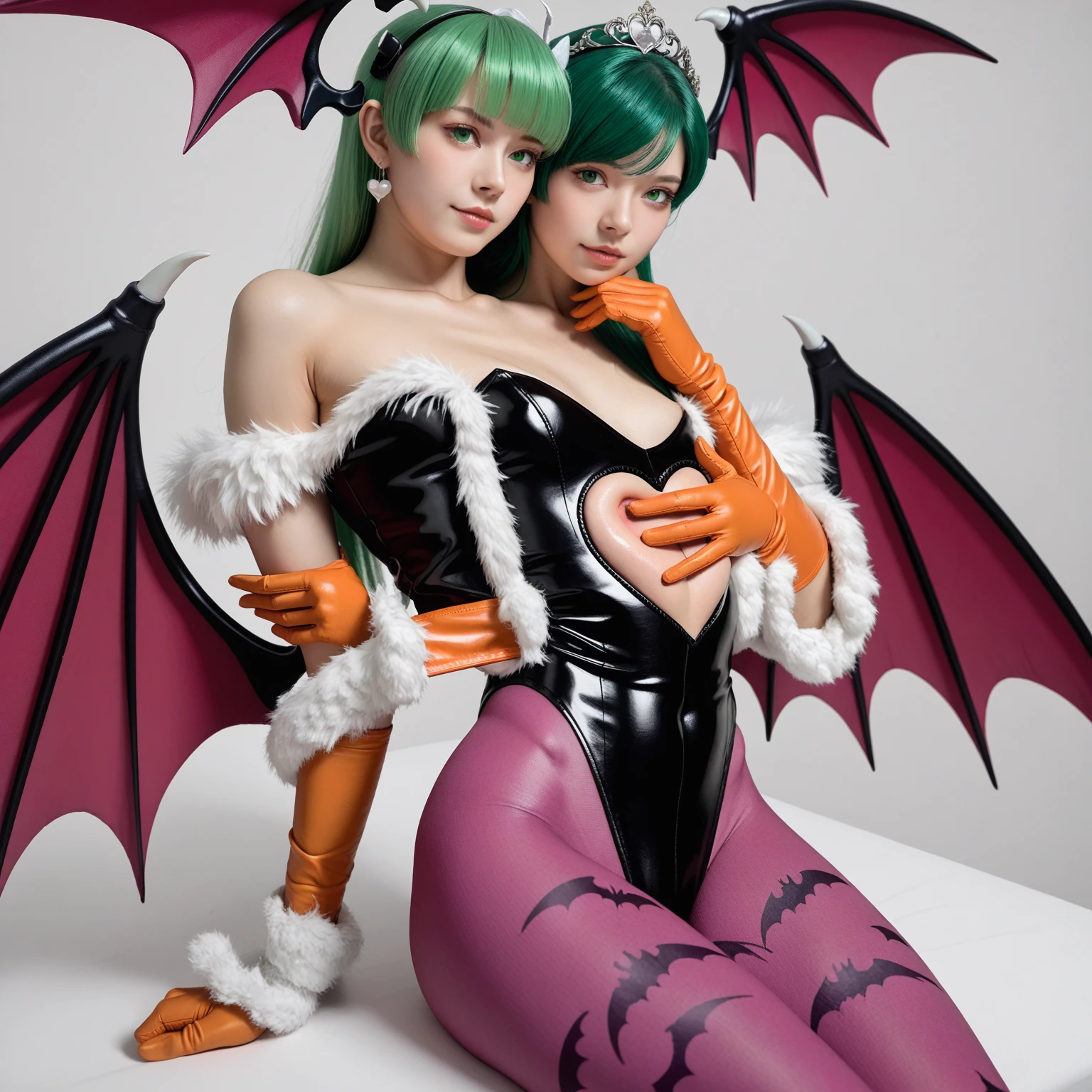 Morrigan is beautiful as always with her face with a mischievous smile that shows her entire body in detail, with large breasts, cleavage showing a lot of ultra large hips with the vibrant colors of her suit without any flaws. 