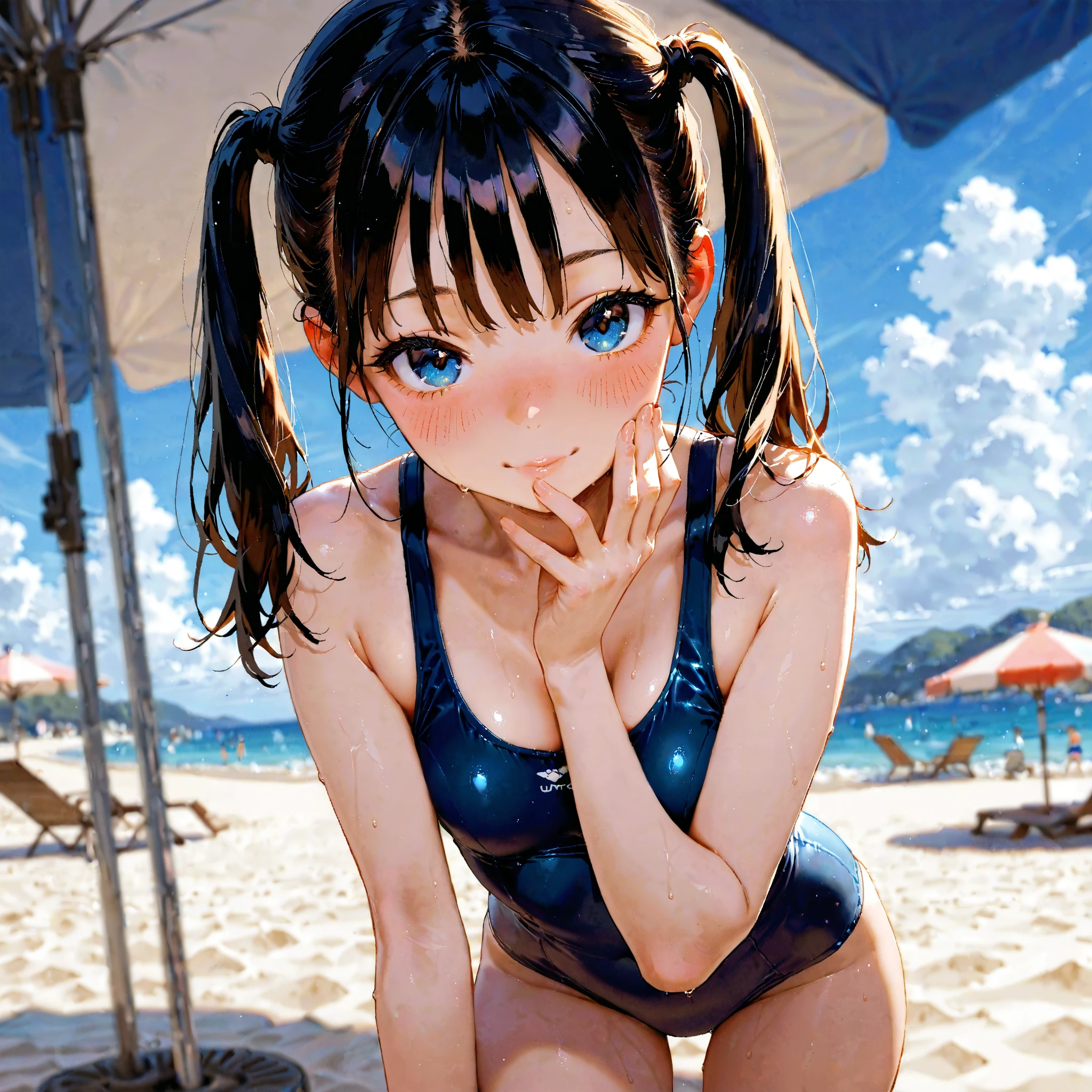 Highest quality、High resolution、Detailed Background、(Beautiful face in every detail:1.4)、Anatomically correct、Hide your fingers、(Detailed facial expressions)、age beauty、(Highly detailed face:1.4)、cute hair color、Brown Hair、Black Hair、Braided bob cut、Braided Ponytail、Braided twin tails、well-groomed eyebrows、A big smile、Uplifting、Cute gestures、A fun atmosphere、
Summer sun、Shining Sea、Small footprint、Walking on the beach、
Enjoy splashing around on the shore、Take off your sandals and jump into the sea、Running around holding hands with friends、
The sea breeze makes my heart feel light、Smiling and innocent play、Endless blue sky and sea、Everlasting summer memories、
(Two girls playing innocently on the beach:1.5)、
Vivid color frill bikini、Cute frilled bikini、We recommend vivid colors such as bright pink and blue.、
Striped one-piece swimsuit、Sporty and casual atmosphere、Short length or A-line style、
Ribbon design tankini、Tankini with ribbon on the tank top、It is both cute and sporty.、Pair your bottoms with shorts、
Bikini with flower print、Floral and tropical bikinis、A glamorous and feminine impression、Even though the design is simple, the pattern creates a cute look.、cute