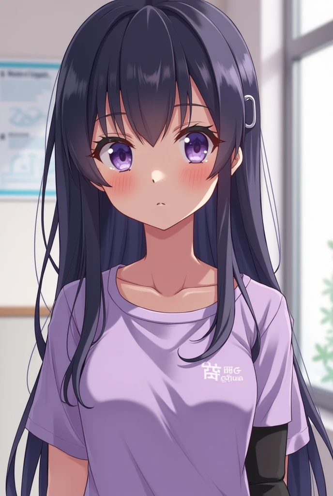<lyco:aiHoshinoLycorisOshiNoKo_v25:0.5>, Ai Hoshino, purple eyes, black hair, very long hair, anime screencap, ((solo, 1girl, idol)), masterpiece, soft smile, bright, ((large breasts, adult woman, full body)), (white skirt, white T-shirt, liying on sofa)