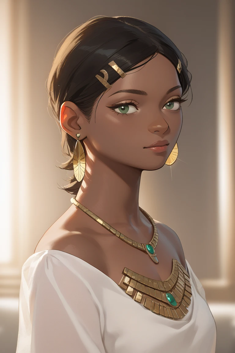 ((best quality)), ((masterpiece)), (detailed), 1girl, oriental turban, mixed race girl, African American + Caucasian girl with lighter skin, young woman, royal, jewelry, princess, beautiful, , shoulders showing, silk clothing, skinny, , white hair, Japanese clothing, fantasy, middle eastern, head scarf, beautiful headwear