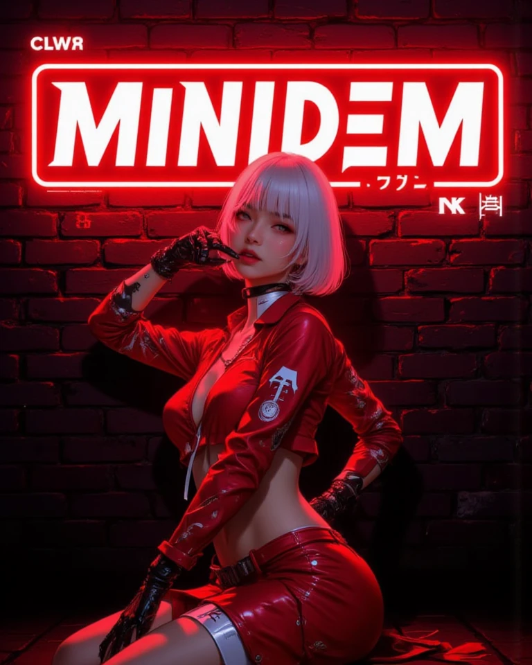 Analog Style, High resolution, (((masterpiece))), coal miner, woman, (sexy:0.9), dirty, cyber punk, Futuristic, Science fiction, Very detailed, short hair, Award-winning movie posters, (((Realistic)))、A little slender、A cluttered-looking costume