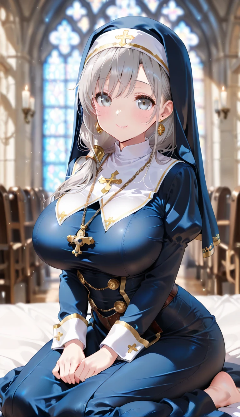 8K quality, Masterpiece, Bright lighting without shadows, (Two busty women standing side by side), (Super big breasts compressed by clothes:1.2), Whitening skin, Sparkling Blue Eyes, Wrinkle-free sailor collar uniform, Pleated skirt, Above the knee, Skirtliftv1, (Super big breasts emphasized by hands:1.4), A frontal shot that emphasizes her huge breasts, (White panties),