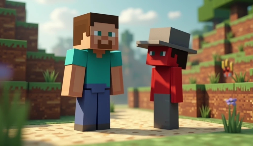 Minecraft steve holding minecraft alex hostage using a desert eagle
