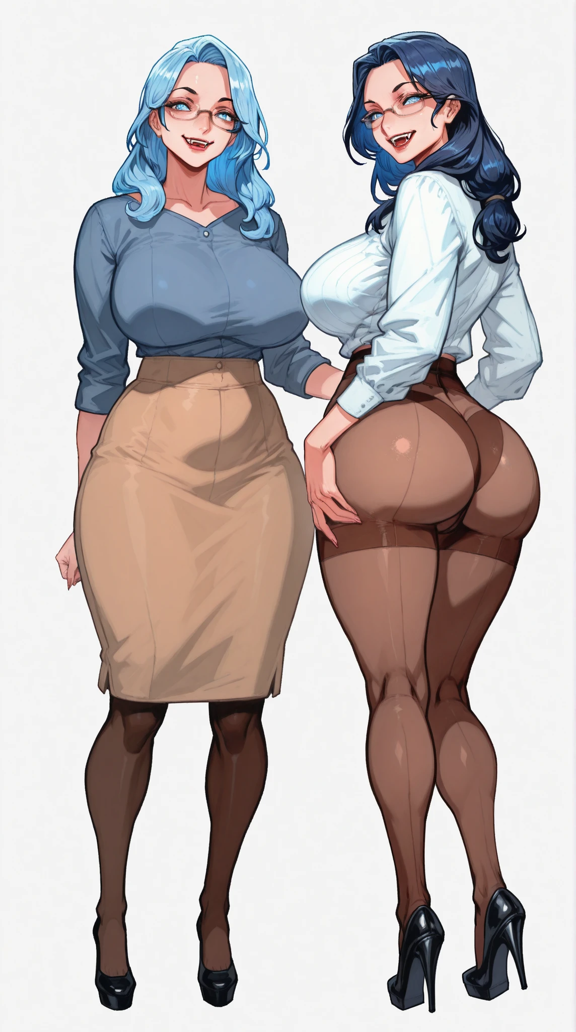 ((masterpiece)),(((highest quality))),((Reference Sheet, Character Design, in front, looking at the viewer , girl with glasses~ ~ side, Mr..々Hairstyle, Mr..々Performance, Facial Expressions)), 30-year-old girl, Cute type, (curvy:1.4), (normal ass:1.4), Realistic buttocks, Big Breasts, big , thick thighs, Long legs, It's not a big deal, ((High quality fabric, nude, no panties, topless, stockings)), ((kiss a man:1.0))
