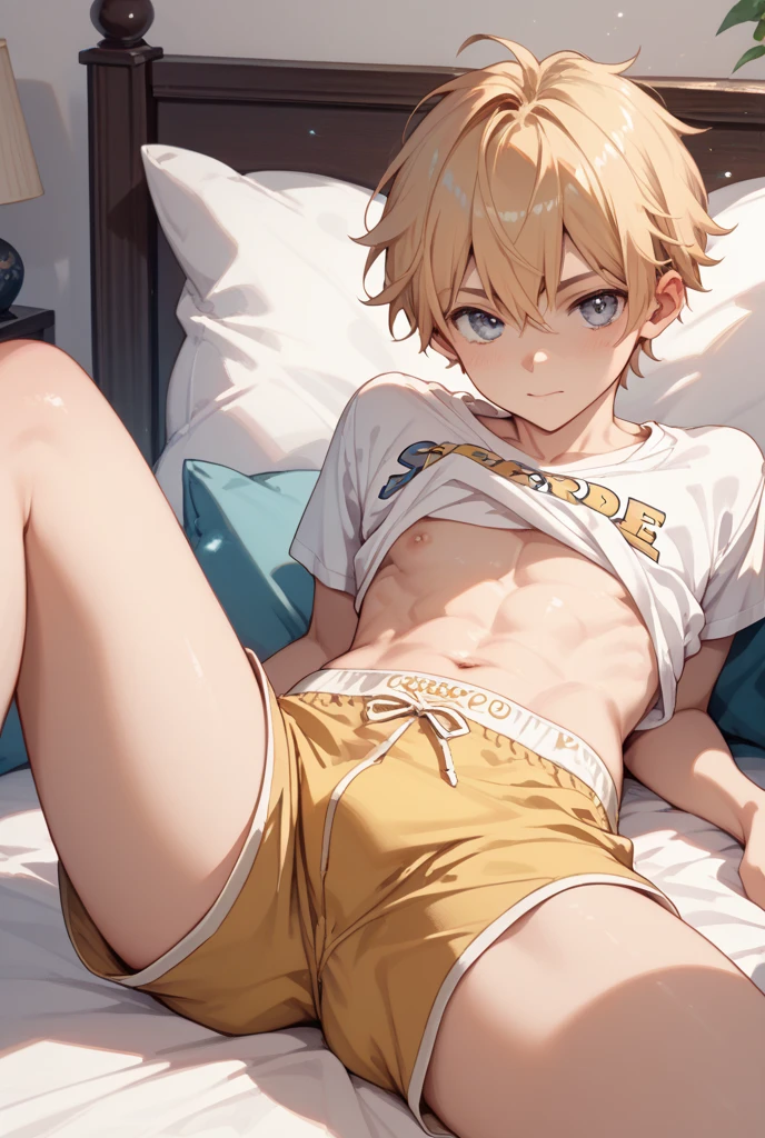 (A 5-year-old boy is sitting on a couch.), toddlers,masterpiece, best quality, Volumetric Lighting, Best Shadows, Shallow Depth of Field, Portrait Of Stunningly, Delicate Beautiful Attractive Face With Alluring orange Eyes, Sharp Eyebrows,Layered Short Brown Twintail Hair,, ((shota)), , (navel), Thighs out, navel focus, Skinny, short stature, slender legs, thin legs, thin thighs,(Oversized cardigan), (Flabby Knit-cardigan), topless, hotpants, short shorts , booty shorts, covered penis, sweat, perspired, disgust, blush, flat chest, No chest, oily skin, no socks, Sneakers, office, Sit with legs closed, (HighestQuali,amazing detailed:1. 25),