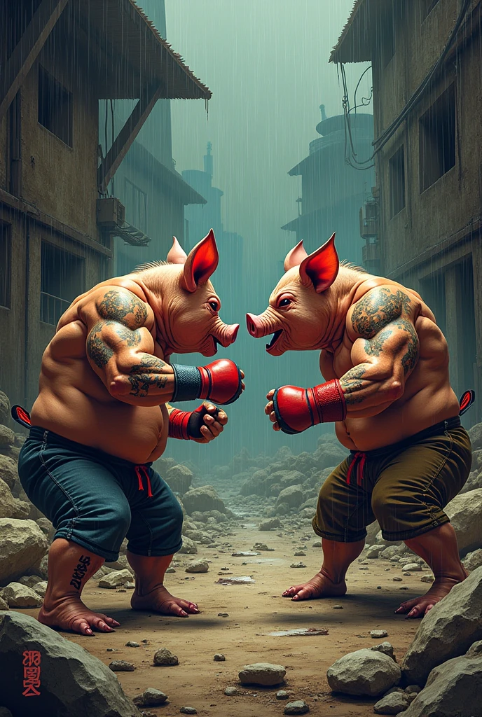 draw me a fighting pig