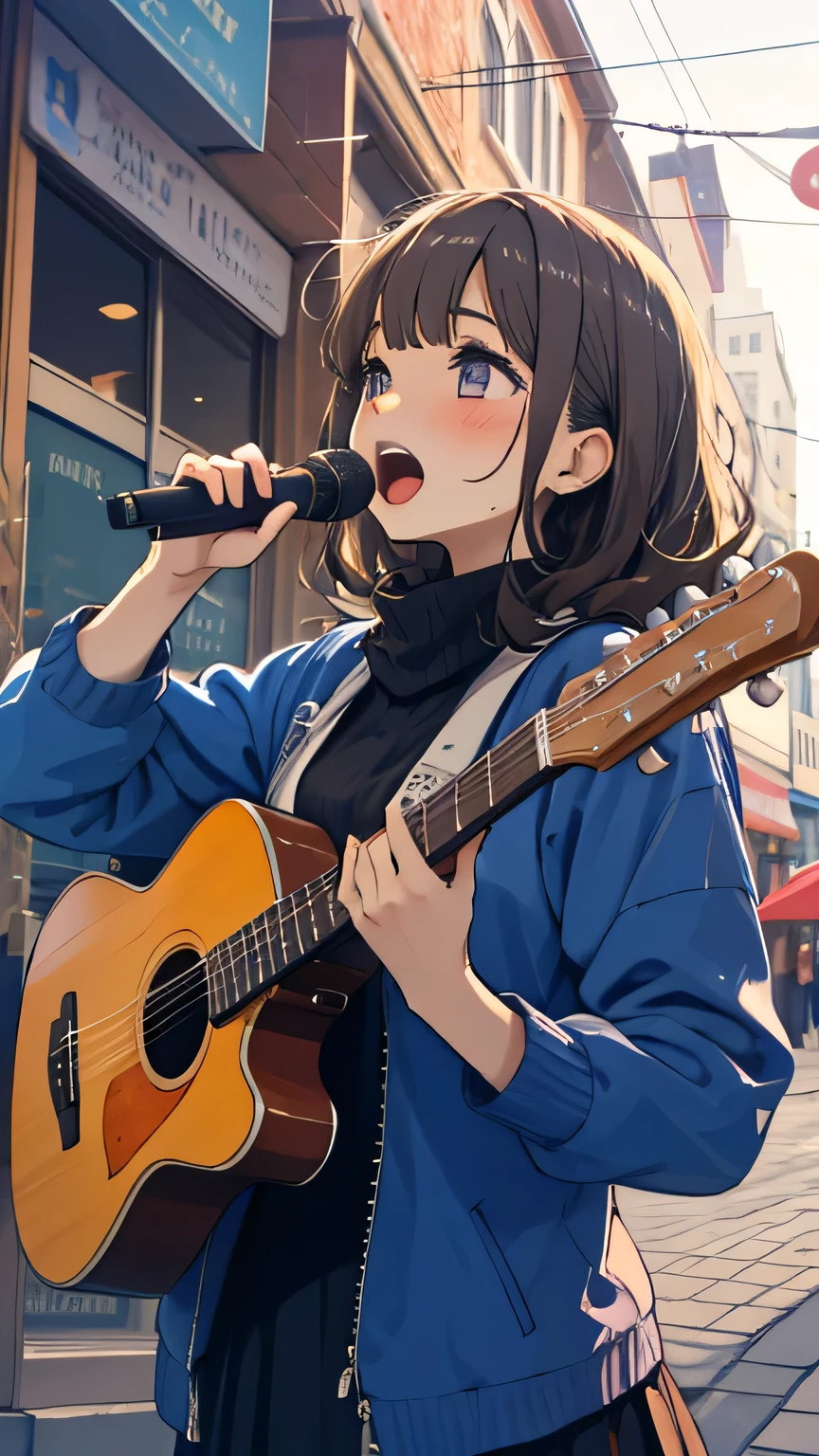 1 girl on break day　singing a song　Around town　note