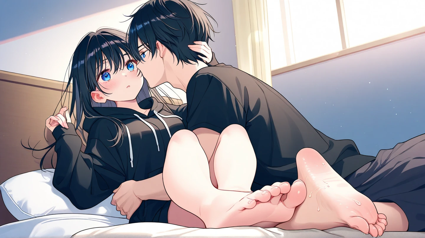 check_9, check_8_up, check_7_up, source_anime, 1 маленький Child мальчик, 1 girl, зрелая woman, Mother and little son, Child, hug, sex, kiss, hand on head, on the knees,perfect face, woman, big , pubic hair, huge boobies, rough face,detailed face, armpit sample, armpits,legs spread,deprived, deitada em uma Overnight, Overnight, inserts erect penis into woman's crotch.