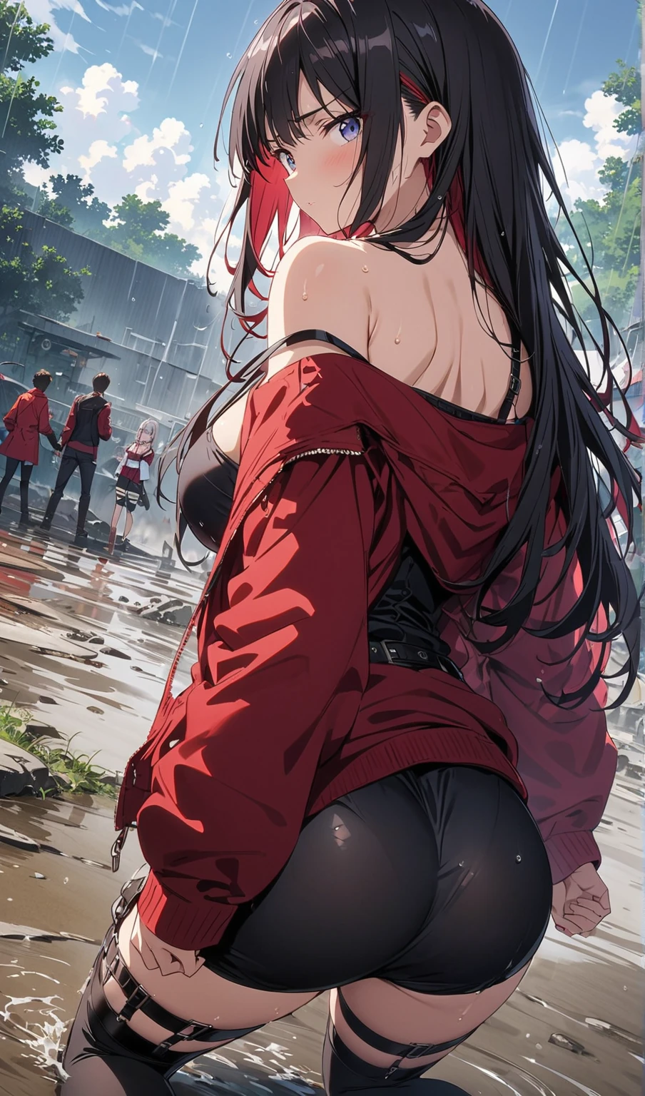 (lie on the ground on your back:1.2), Lisa, genshin impact, 1 girl, alone, ((white )), black high socks, big breasts, cleavage, uniform, ((Killed)), ((whole body)), (cinematic lighting), (Place your arms on the ground), ((Sea of Blood)), ((Bloody ground)), dutch angle, ((Bloody Body)), ((blood on their clothes)), ((rape face)), (((horror))), ((Open your eyes wide)), office background, ((Stretch your legs)), black skirt, pleated skirt, office, hair between eyes, messy hair, big breasts, long hair, brown hair, red short nails, green eyes, alone, high socks, ((long and thin legs)), very long hair, ((masterpiece)), classroom, board, class board, Beautiful woman, ((highest quality)), (((High resolution))), ((very delicate and beautiful))