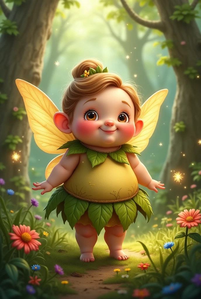 Create a scene where an adorable real baby girl is wearing a costume of the character from the cartoon Cininho ultra realistic 4k motion camera from the Peter Pan cartoon, parading on the catwalk