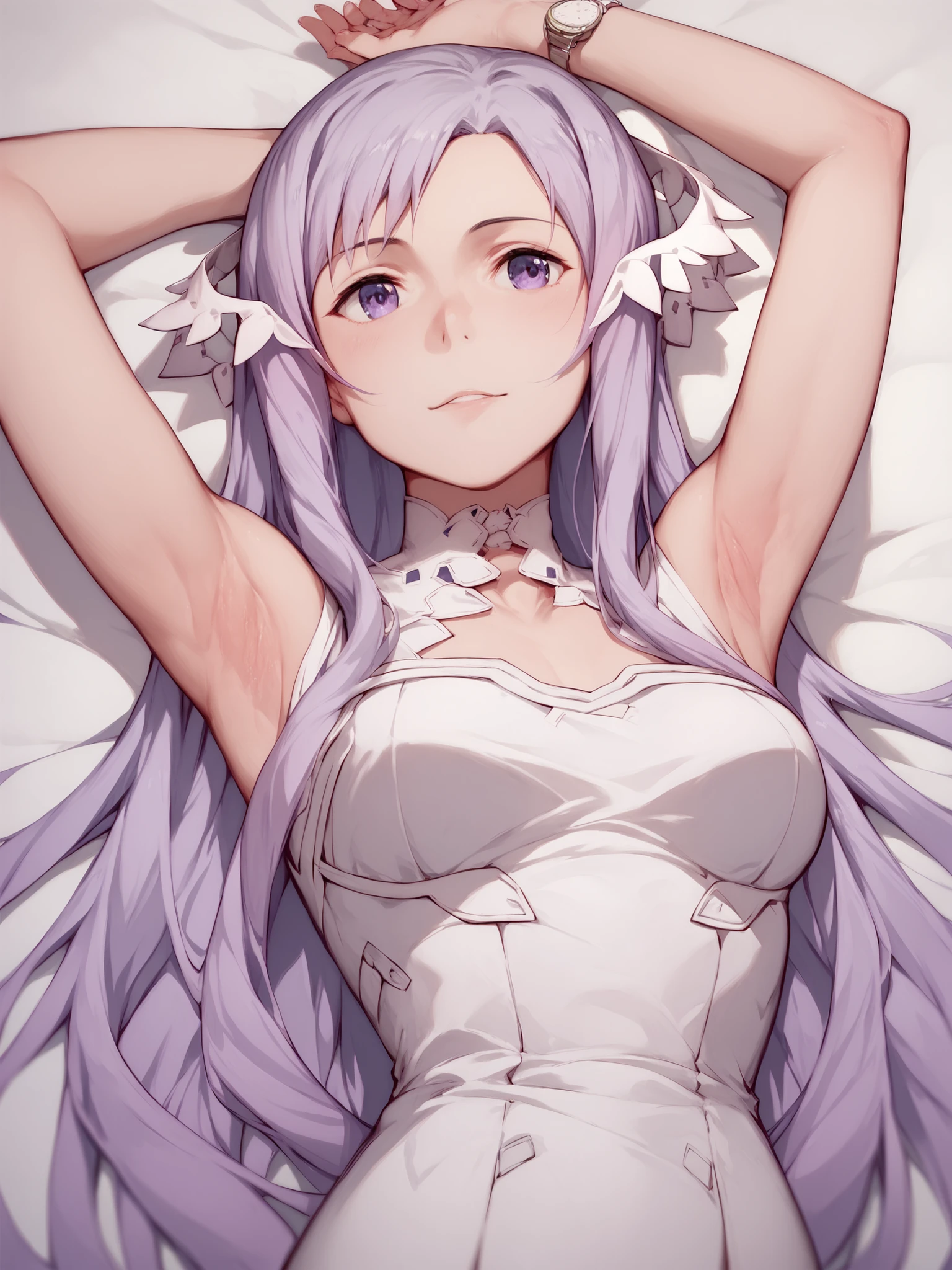 (Highest Quality, masterpiece,Watch Viewers,armpits,),lie on your back on the bed,sword art online,Manager,Quinella,