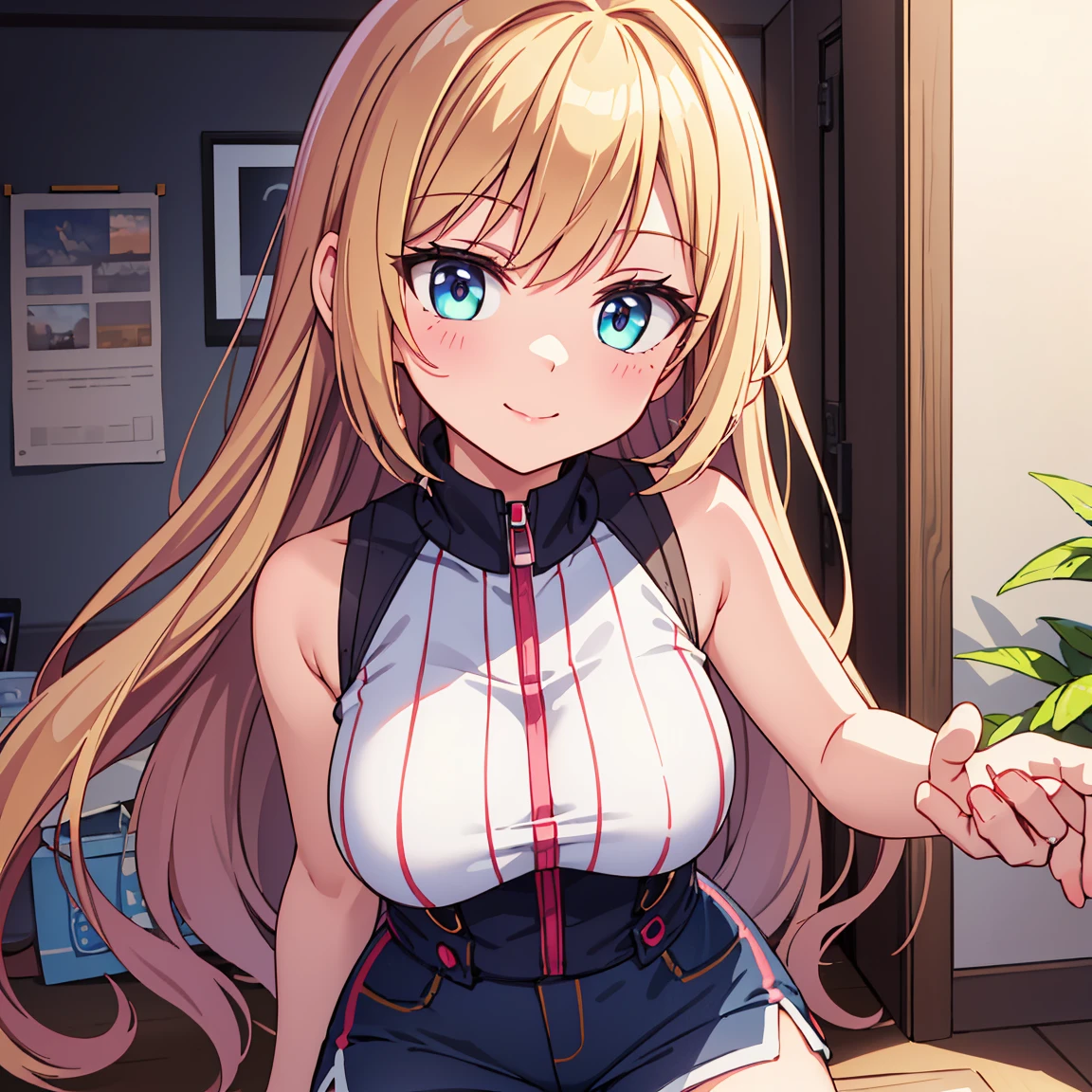 anime girl with horns and a tie sitting on a wall, seductive anime girl, blonde anime girl with long hair, marin kitagawa fanart, render of april, rei hiroe, anime best girl, asuna yuuki, ecchi, ecchi anime style, attractive anime girl, gapmoe yandere, teasing smile, anime moe artstyle
