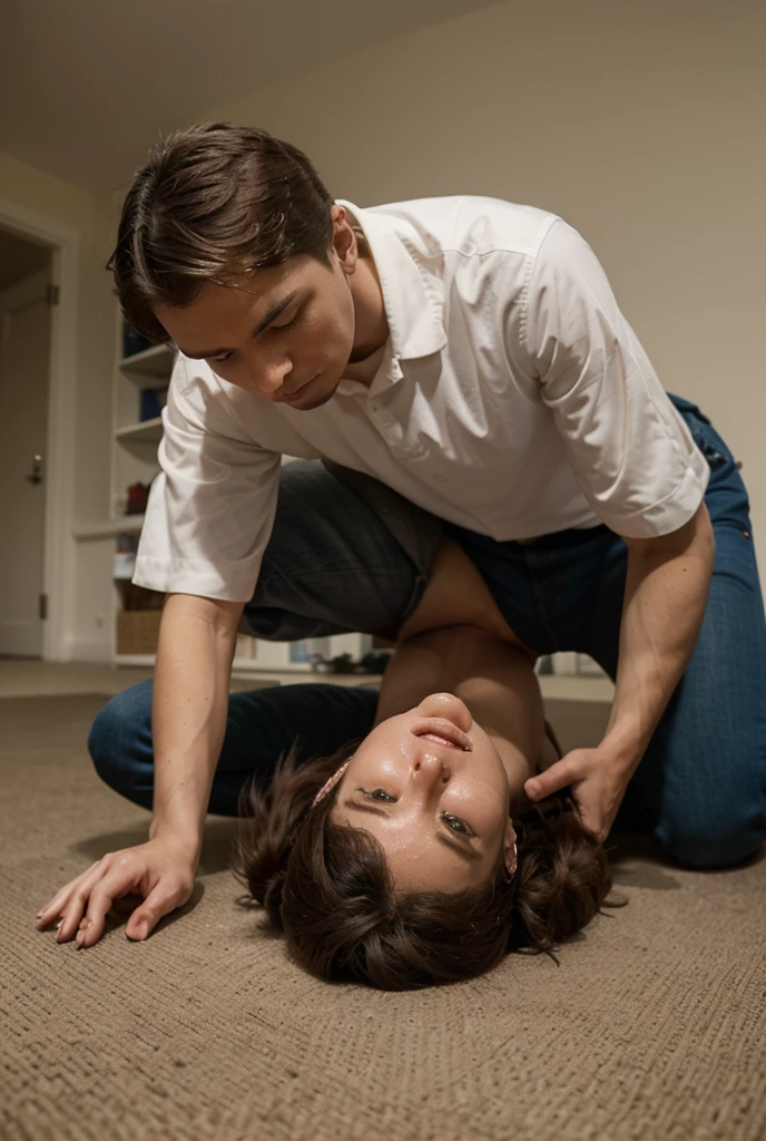 adult woman and young boys, in house, in close position