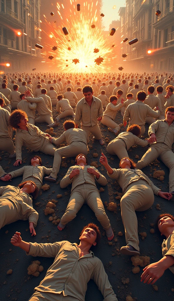 A pile of human overlapped on each other