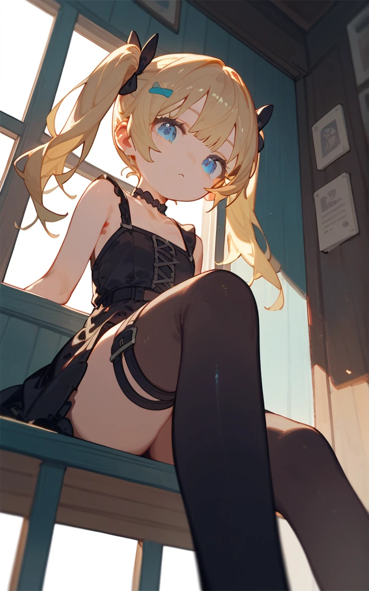 Short haircut、Blonde、tits、Bodycon、garter belt、Open your legs while crouching、Perfect body