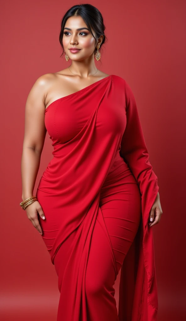 In closet, Bhabhi in satin salwar, no shirt, full body view, thick thighs, brown nipples,