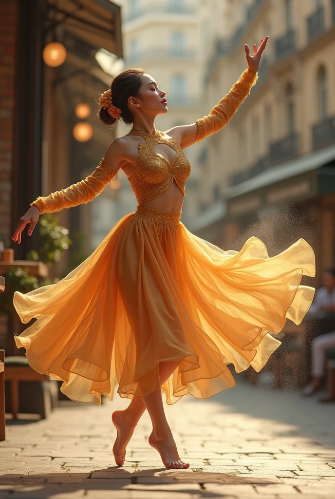 The beautiful Chinese flexible adult girl wearing a black glasses with beautiful cheeks wears yellow floral print full lycra dancewear turtleneck unitard catsuit.She always wears yellow floral print lycra elastane dancewear hijab-like zentai hood.