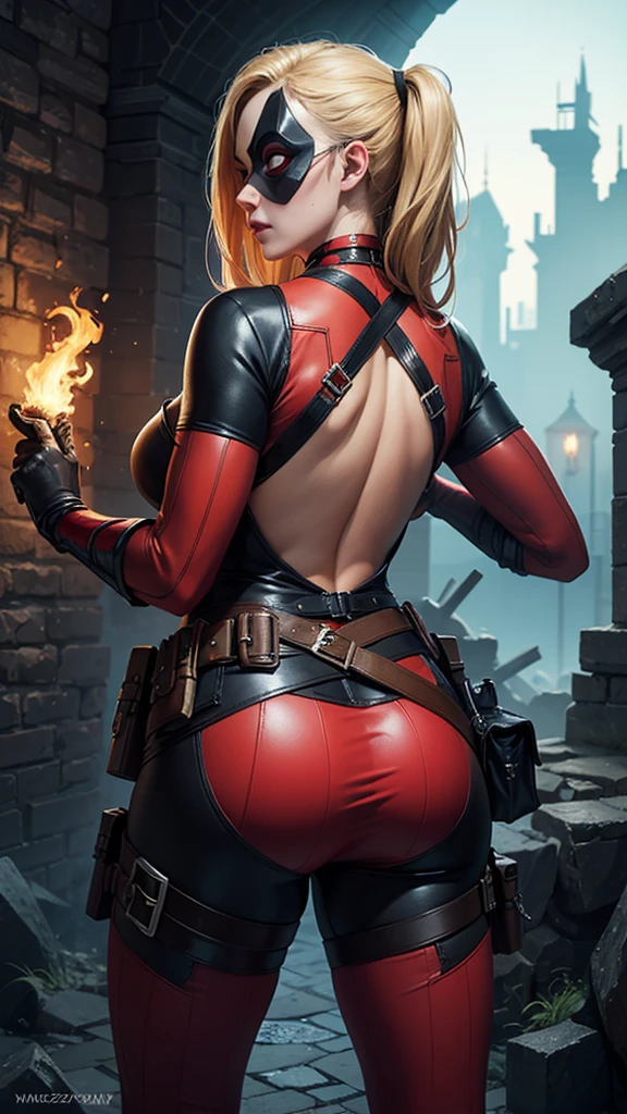 (Best quality, ((masterpiece)), 8k, raw, ((a hot chick young girl)), ((detailed face)), (good anatomy), detailed eyes, detailed face, (((black latex with Garter Belts Sexy ))), (((good anatomy))), (garter belts),(((WEARING A BLACK spiderman mask))), (ass on focus), ((wearing high heels)), ((venom outfit)), batman, (diablo), (((black underground style background))), (((blood flows on the ground))),(((white hair))), (((it is photographed from back))), ((she looks back)), ((her costume are very torn in several places)), (((platform high heels))), carbon corset, (((siquat))), ((((erotic model pose))), full erotic picture, (((long legs))), (((hot ass)))