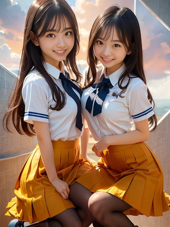8K、RAW Photos、Highest quality、Super detailed、Super Resolution、Ultra HD、8K壁紙、Amazing details American blazer uniform girl ((White blouse with formal collar, Blue blazer, Blue plaid skirt, Red checkered ribbon on blouse)), Complete limbs, Full Finger,
A large sunflower field in the countryside、Straight road、Walk through the sunflower field,smile、sun、School bag、Heart Necklace
(((Emphasize cleavage)))
(((Full body photo)))
((Blue sky))
