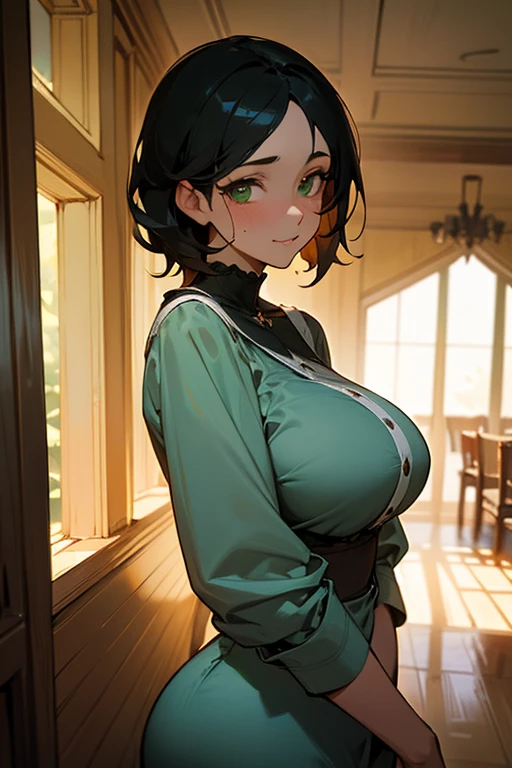 (masterpiece、top-quality、hight resolution、Unity 8k、extremely details CG:1,Best Picture), A mature housewife in her late 30s saying "I may be older, but... please, do as you wish with me" to a man, accepting his desires, the housewife is the main focus, the man is faceless and non-descript, the setting is a dimly lit room, the housewife's expression is a mix of hesitation and acceptance.. hayakawa tazuna, low ponytail, green headwear, nsfw