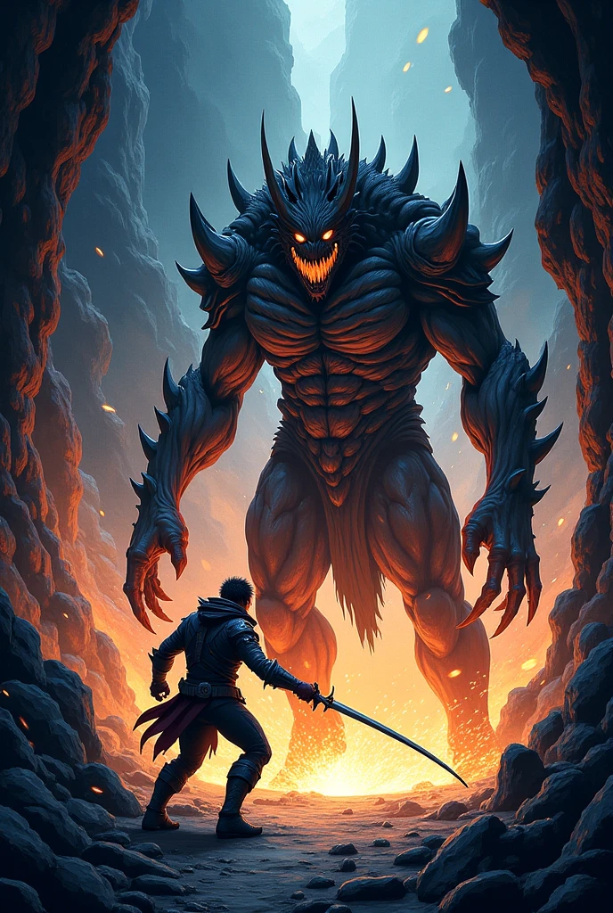 Giant monster on the horizon and a character armed with swords nearby --auto