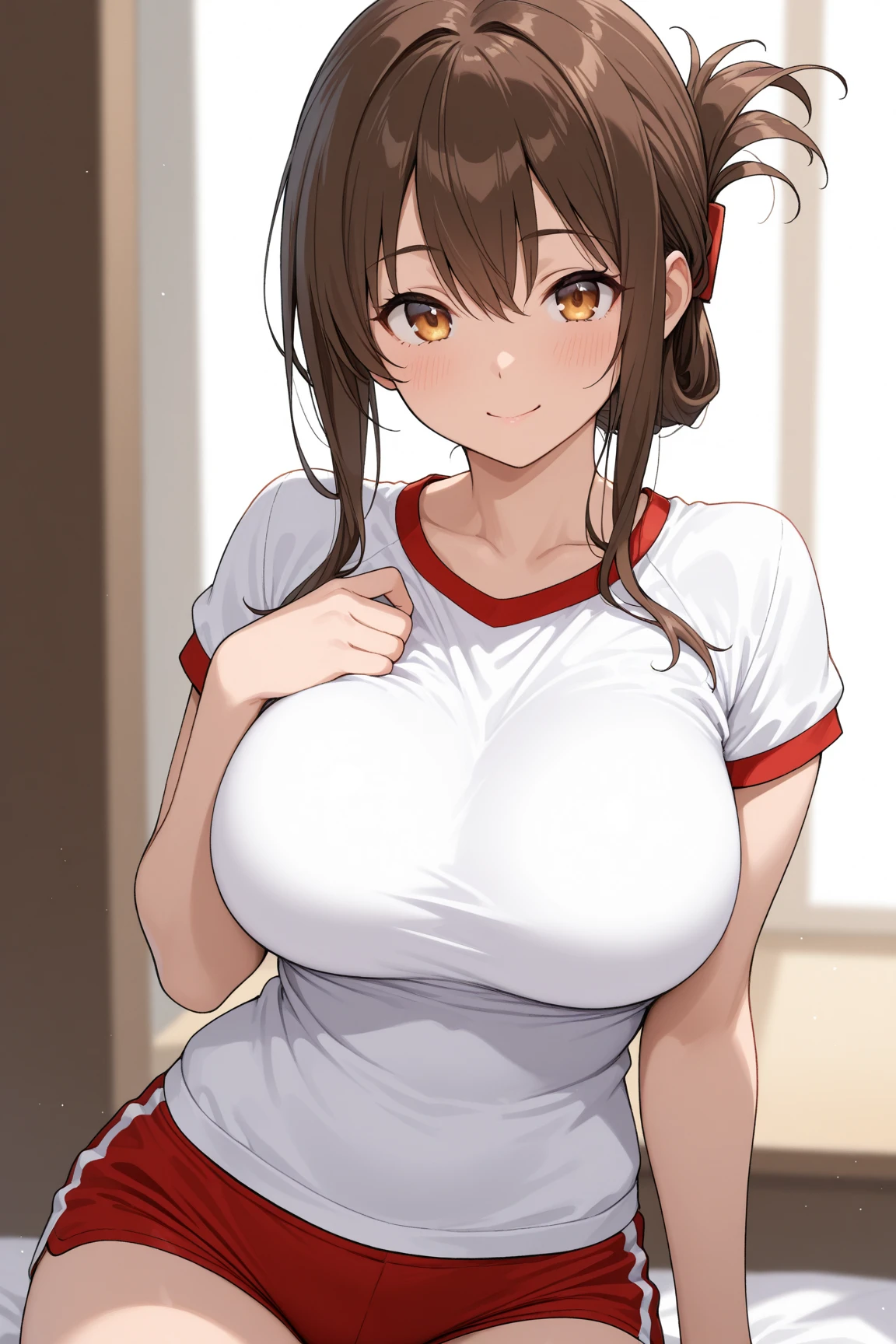 {{{{{16k,Ultra High-resolution realistic photograph of neat virgin first-year junior high school girl's in School-designated gym uniform with junior high ribbon as pretty as a actress in Grass schoolyard, She's in the first year of middle school, but she's too well developed, her F-cup cleavage tits are too beautiful, Her bra is showing through under her gym clothes, Her tits are shaking so much in PE that it's embarrassing}}}}},{{Extremely detailed}},{{{{{dye her cheeks flush and integrated her head pure small, thick lips, Enchanting thick gross idol's Lips}}}}},{{{{{the bang ponytail hair}}}}},{{{{{She get more attractive and smoother her body, her expression and appearance are transformed into that of a pure, Her white tits are so fluffy, and are depicted in great detail, but her sex appeal from her cleavage fills the schoolyard, her bodyline and tits and hips are getting cuter and cuter, She has been reborn as a pretty one-in-a-thousand-year girl with a sparkling aura of cuteness}}}}}