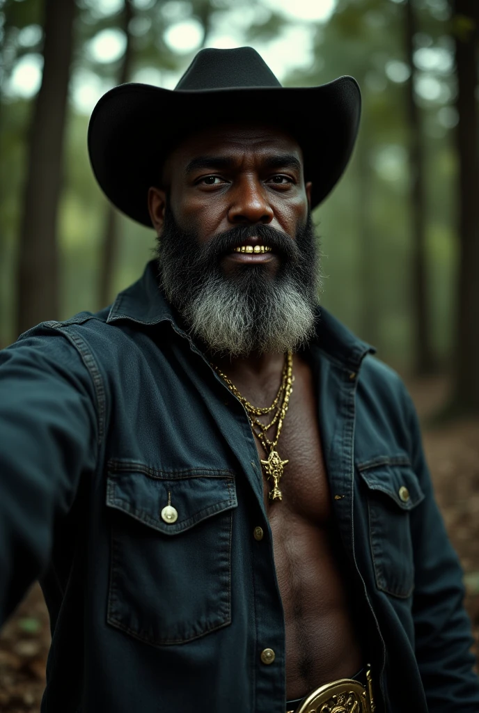 59-year-old black African man with an evil expression, full black hair, wearing a white Panama hat with long brim, NO SHIRT and WEARING black pants, carrying a BOTTLE OF CACHAÇA in his hand. gangster way