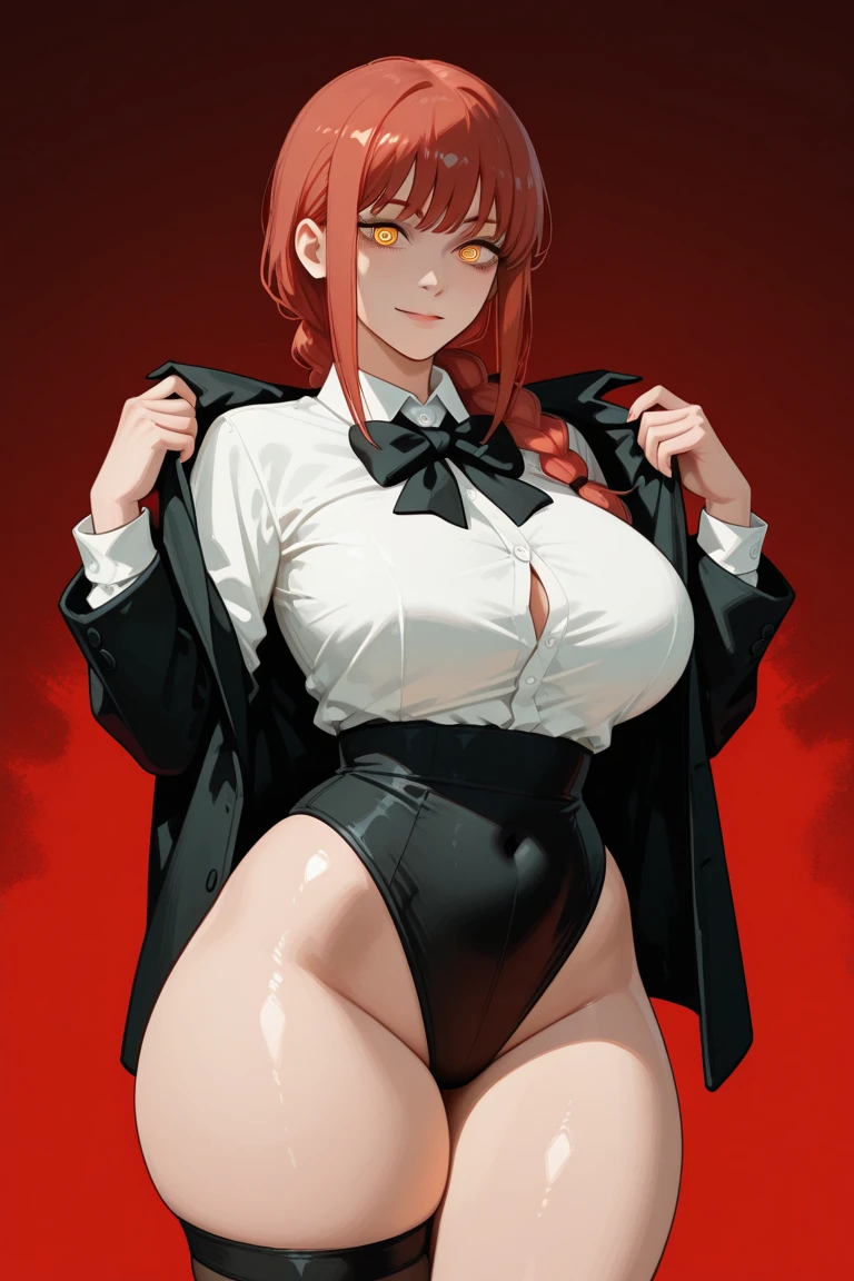 Nishikino maki, twintails, white microbikini, black leather boots, black gloves, necktie, cowboy shot,thicc ,(muscular:1.1) , (sweating:1.2), sweaty, soaked in sweat,solo,in street, embarrassed, pussy juice, standing, fighting pose,lactation, sweat drops,camel toe, (nipples:0.8)