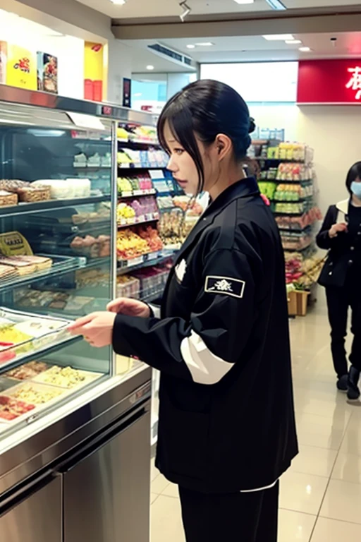 ​masterpiece、(Photorealsitic:1.5)、foco nítido,realisticeyes、Asian Women、top-quality、beautiful  lighting、profetional lighting、photon maping、Radio City、physically-based renderingt、 Plump McDonald's cash register, mcdonalds, Kamado Nezuko, ((Nezuko Kamado, People who work at McDonald's)), ((1girl in)), A dark-haired, brow, Hair Ribbon, Komono, Kimono, The long-haired, O cabelo multicolorido, Pink eyes, Pink kimono, Pink ribbon, bow ribbon, Very long hair, bit gag, ((Bamboo gagged)), (Raw photography、8KUHD、film grains), Rim lighting, looking at the viewers, seducting smile, 电影灯光, sweats streamed skin, red blush
