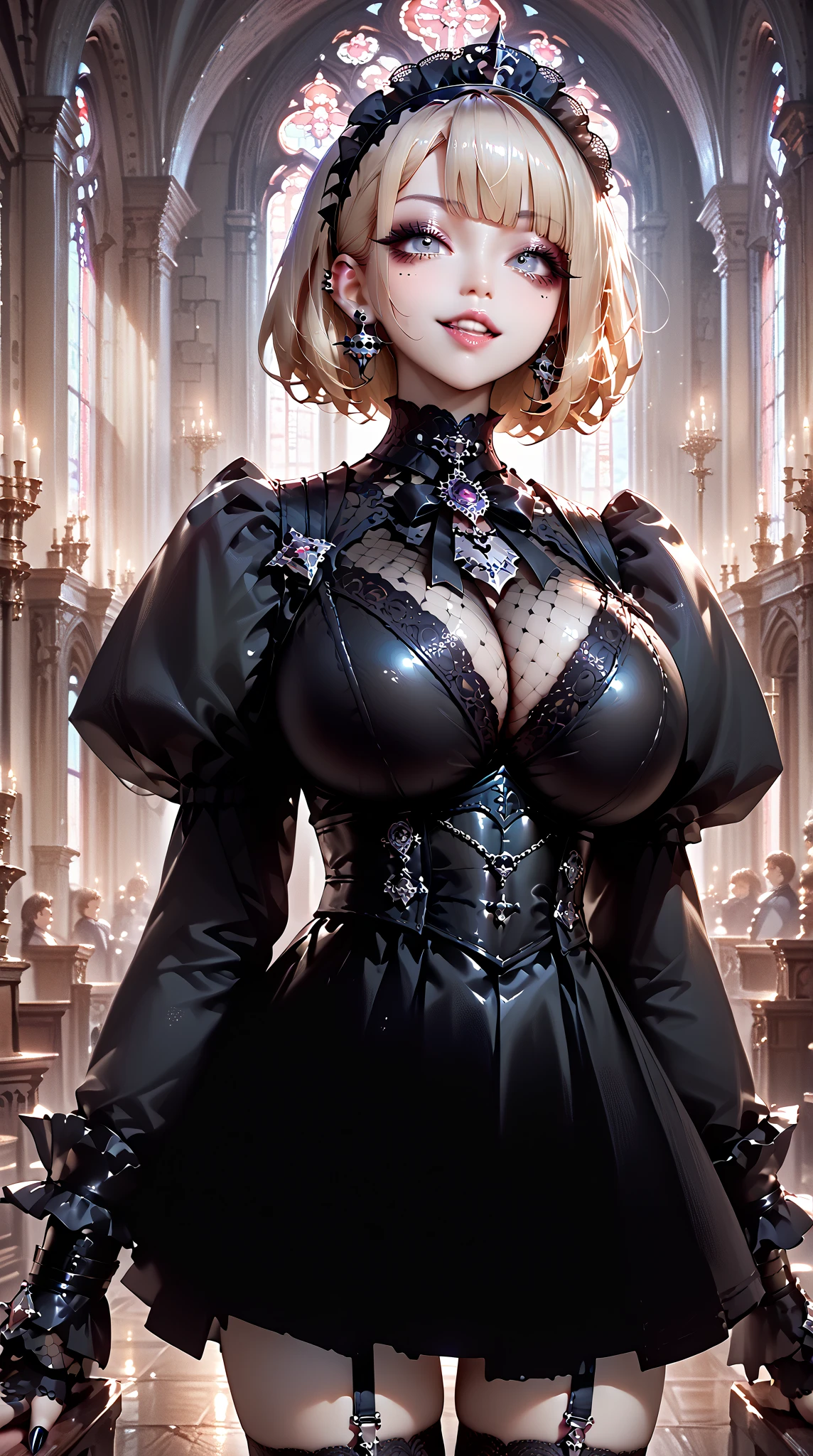 ((woman,milf)),((From the below)),((woman is erect)),(((intense orgasm:1.0))),(tears:1.2),(Sweat:1.3),((at the church:1.1)),(((No sleeve,Shorts))),(button-down,wearing lace),(clothing),((Squint eyes:1.3)),(embarrassing,blush:1.3), masterpiece, Highest quality, Very detailed, Dynamic Angle, ((Perfect hands)),Great background, Meaningful Background, Absurd background, Artistic Overlays,(Big Tits),panty,(明るい髪)