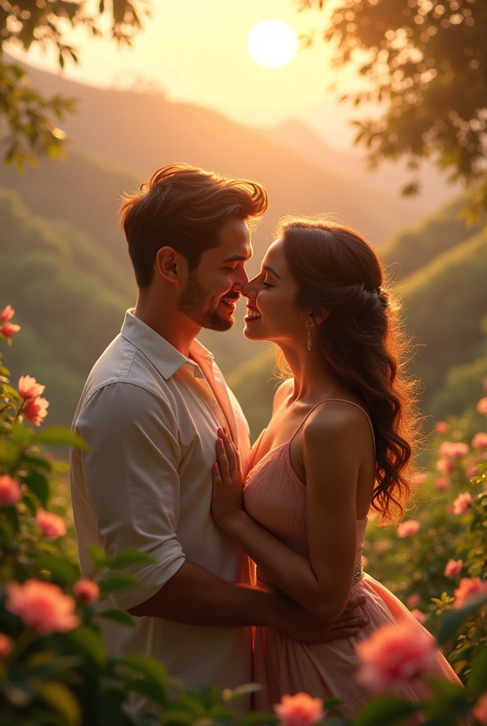 beautiful couple brown hair in love in campos do jordão brazil 18k realistic outdoors romantic photoshoot