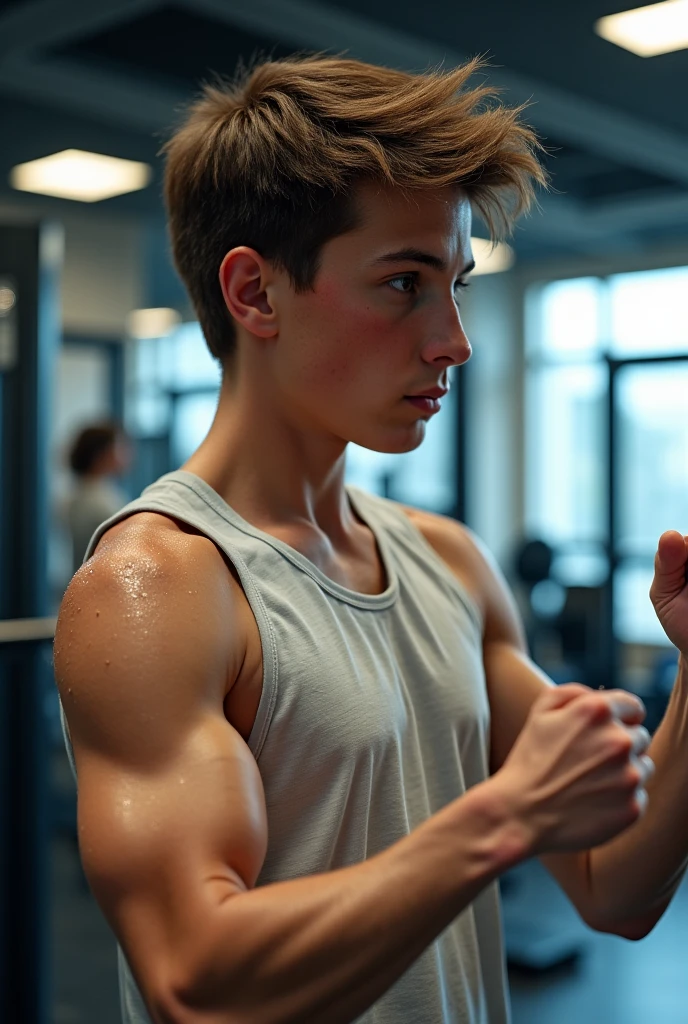 (best quality,4k,8k,highres,masterpiece:1.2),ultra-detailed,realistic:1.37,portrait,teenage boy practicing calisthenics for a year,ectomorph build,trained physique,impressive muscle definition,lean and toned body,youthful appearance,captivating gaze,expressive eyes,symmetrical facial features,determined expression,confident posture,flexibility and strength demonstrated,athletic skills,incredible body control,captivating street workout routine,sweat dripping down his face,perfection in every movement,focused and disciplined training,energetic and dynamic atmosphere,vivid colors highlighting his physicality,studio lighting creating dramatic effects,playful hints of graffiti in the background,artistic representation of his journey,inspiring physique,futuristic vibe,sleek and modern setting,impressive street art merging with his fluid movements,awe-inspiring dedication and progress,transformation through calisthenics.