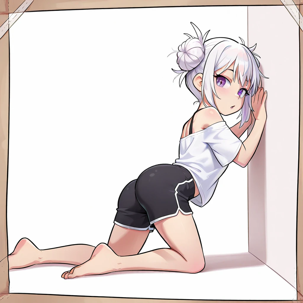 Very young woman with white dreadlocks and dark skin with several tattoos on her body standing with her legs open, putting your hand in the anus and opening it and inserting a dildo, and inside a lot of sperm, while a black dildo falls to the floor, and face of pleasure while holding a closet in a messy room with sperm and feces on the floor
