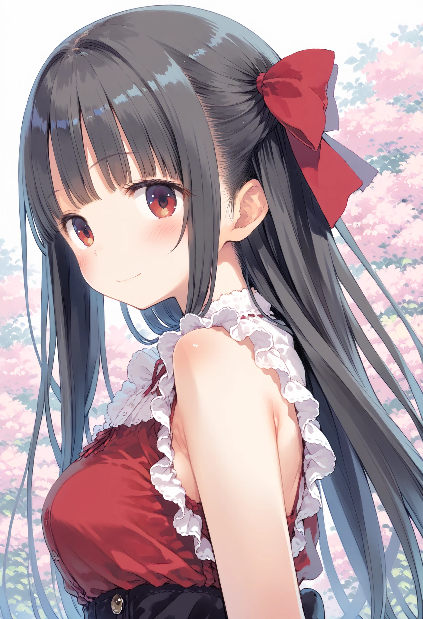 ABSURD RESOLUTION, high resolution, (Artwork: 1.4), , (1 woman: 1.3), (Alone : 1.4), neon light, long hair, 散らばるlong hair, えっちなobject, Protrusion、look back, close your mouth,in Kura、 watery eyes、smile, Lumiere, Shinkai Makifu , super close up of my face, ultra thin illustration, I'm wearing a bright color , cinematic Lumiere, exciting Lumiere production, ATTENTION TO DETAILS, I'm wearing a bright color , hair bow, object, side、Big Breasts、Big side boob, look back,shyly、arm、arms behind head、happy, laughs, Because it's low,