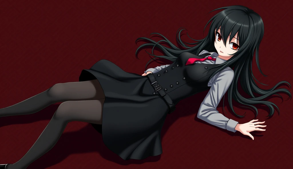 (masterpiece, best quality,:1.2),1girl, Yuuko, purple hair, long hair, red eyes, hime cut, blunt bangs,breasts,many Lycoris,field of Lycoris,black school uniform,black serafuku,skirt,black long sleeves, bare lage breasts,looking at viewer,lying,from above,
,darkness,smile, <lora:YuukoV1:0.73>, BREAK ,cinematic lighting, low contrast ,parted lips, (horror film still:1.2), <lora:add_detail:0.2>,black pantyhose, black school uniform,hands up, knees up,convenient leg, face forcus,on flower,cluster amaryllis