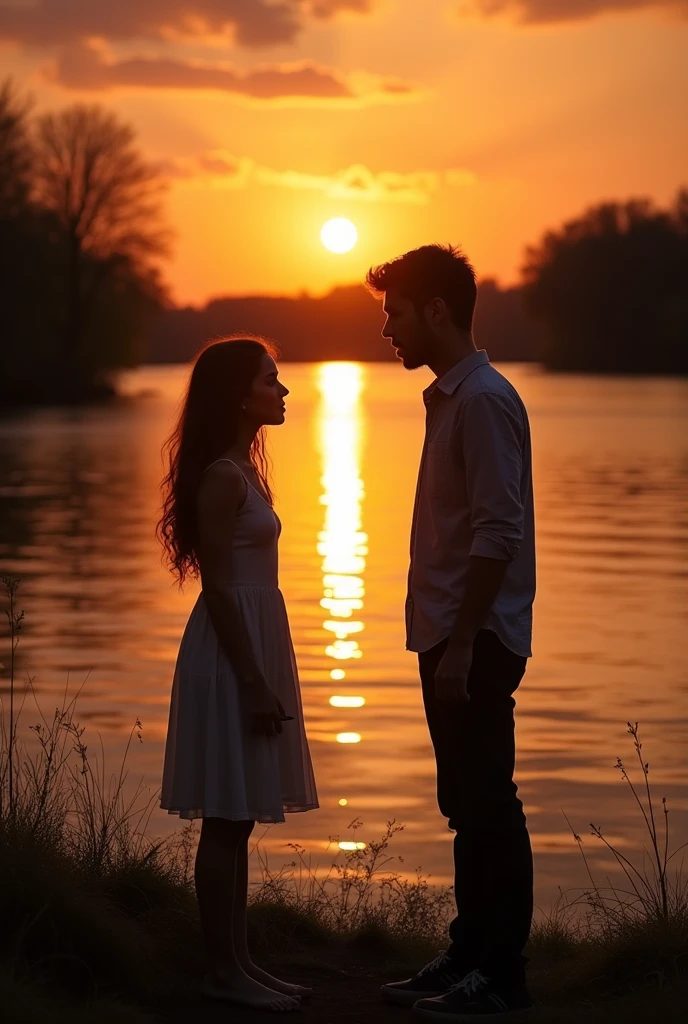 Pink Sky Couple beautiful silhouette Romantic Spectacular views